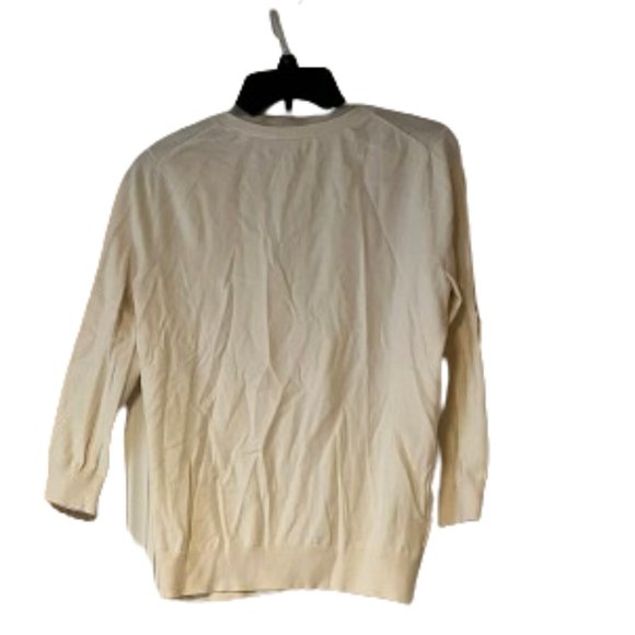 Loft 3/4 Sleeve Cream Cardigan with Flower Detail - Medium - Picture 2 of 4